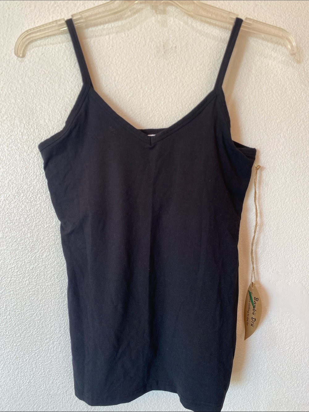 Bambu  Dru Black Women’s V-Neck Camisole Tank Cami Top Large